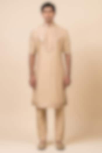 Beige Viscose Polyester Embroidered Kurta Set by TASVA at Pernia's Pop Up Shop
