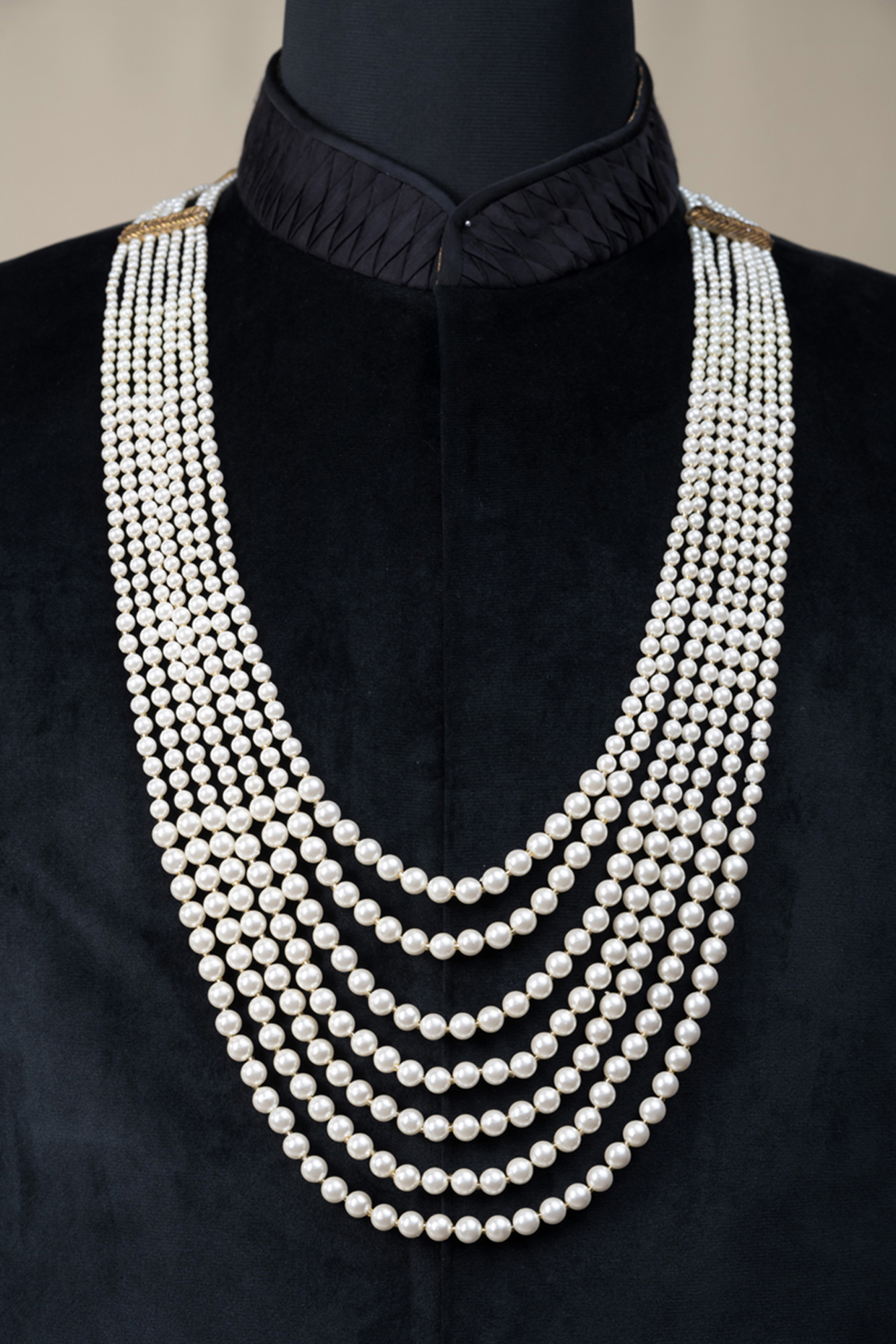 Ivory Beaded Layered Mala by TASVA at Pernia's Pop Up Shop