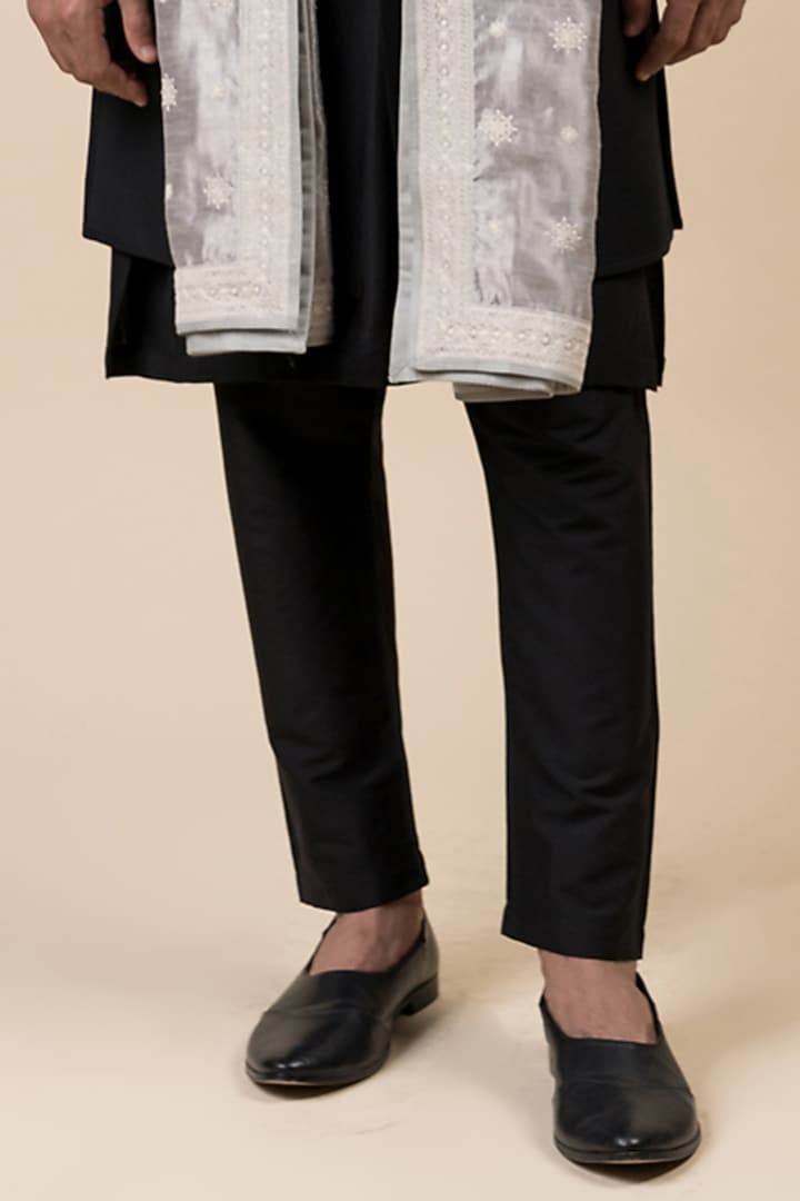 Light Grey Pashmina Embroidered Shawl by TASVA at Pernia's Pop Up Shop