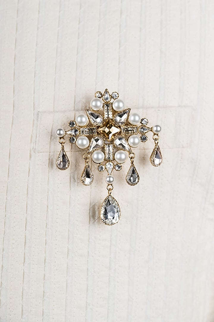 Ivory Crystal & Pearl Brooch by TASVA at Pernia's Pop Up Shop