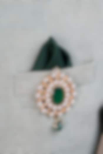 Dark Green Pearl Brooch by TASVA at Pernia's Pop Up Shop