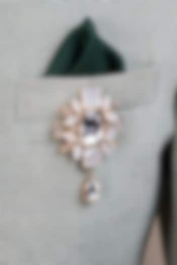 White Crystal & Mother Of Pearl Brooch by TASVA at Pernia's Pop Up Shop