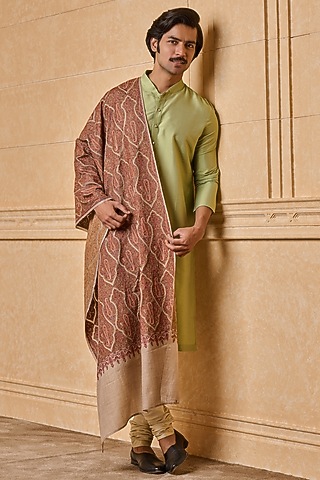 Brown Fine Wool Woven Shawl by TASVA
