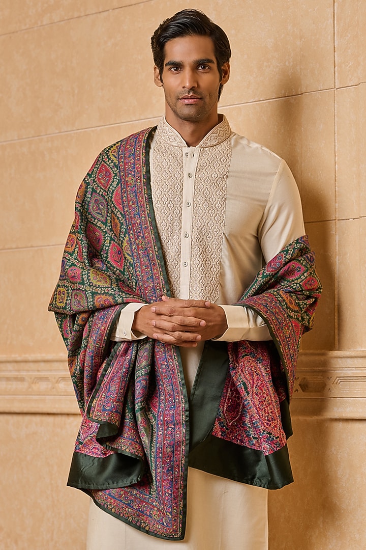 Multi-Colored Polyester Blend Woven Shawl by TASVA at Pernia's Pop Up Shop