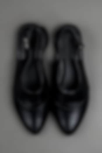 Black Leather Slingback Loafers by TASVA