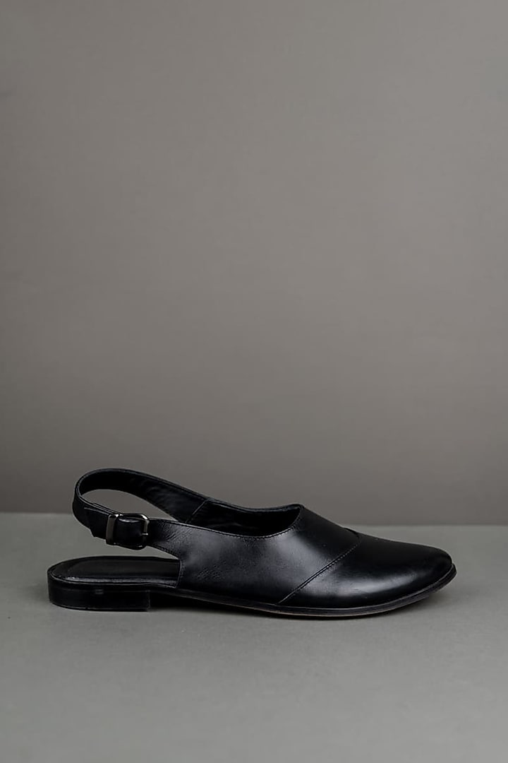 Black Leather Slingback Loafers by TASVA at Pernia's Pop Up Shop