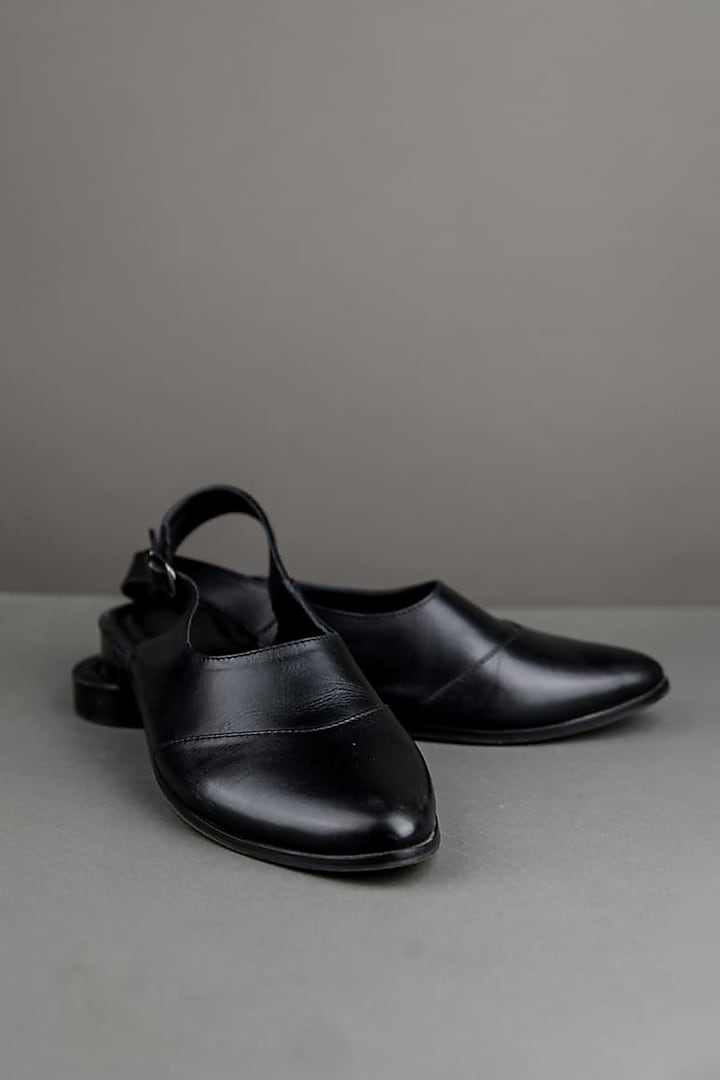 Black Leather Slingback Loafers by TASVA at Pernia's Pop Up Shop