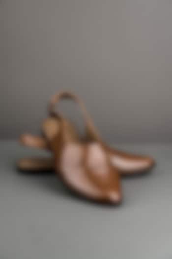Tan Leather Slingback Loafers by TASVA