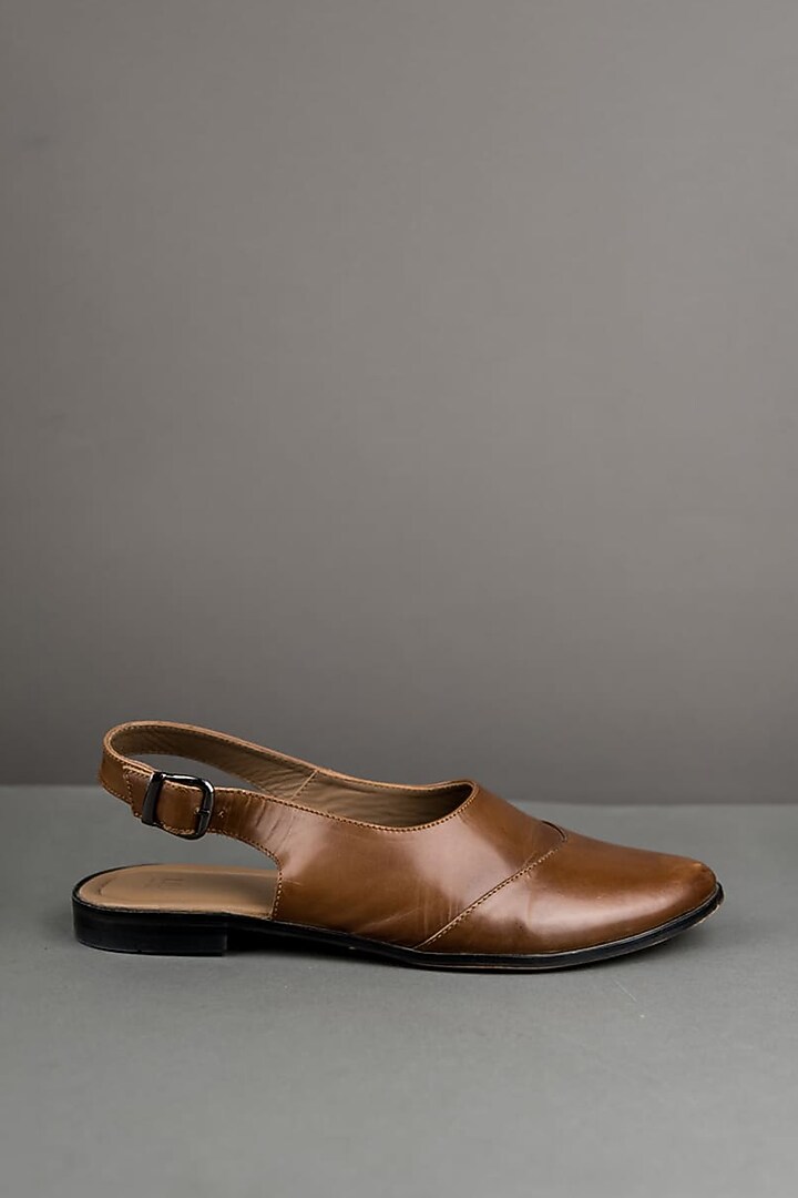 Tan Leather Slingback Loafers by TASVA at Pernia's Pop Up Shop