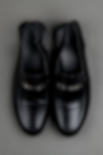 Black Leather Slingback Loafers by TASVA