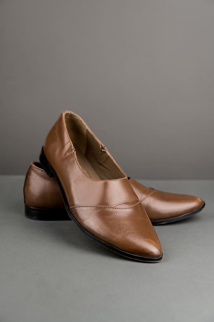 Tan Leather Shoes by TASVA