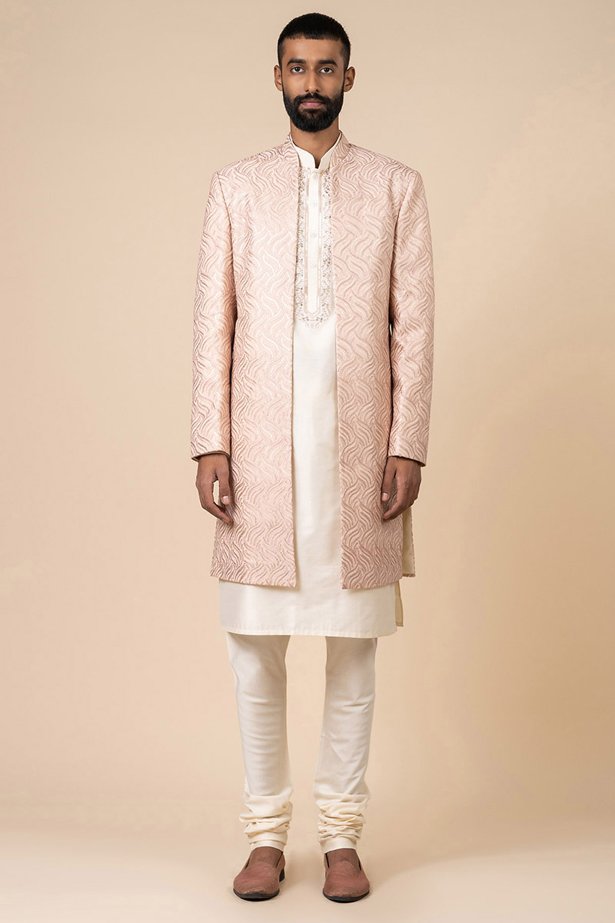 Pink Viscose Indowestern Jacket Set by TASVA at Pernia's Pop Up Shop