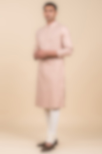 Pink Jacquard Embroidered Kurta Set by TASVA at Pernia's Pop Up Shop