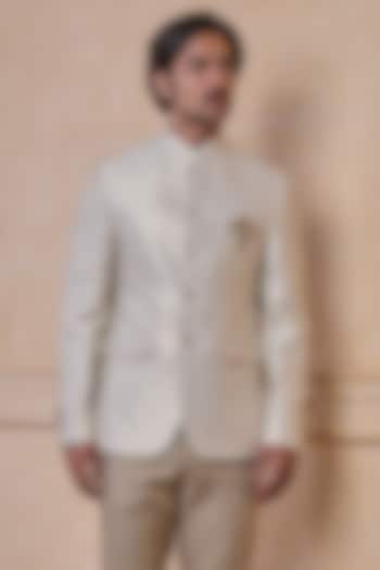 Gold Polyester & Viscose Bandhgala by TASVA at Pernia's Pop Up Shop