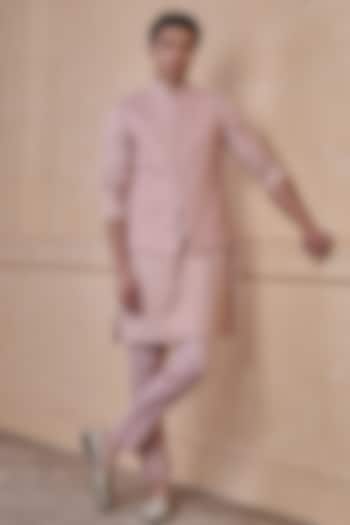 Pink Rayon Embroidered Bundi Jacket Set by TASVA at Pernia's Pop Up Shop