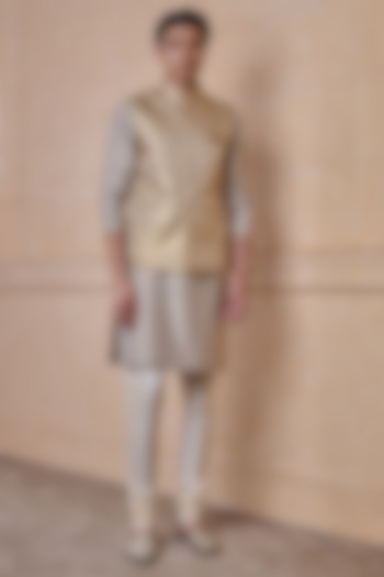 Gold Brocade Bundi Jacket Set by TASVA at Pernia's Pop Up Shop