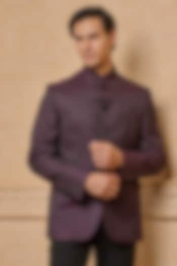 Wine Viscose & Polyester Bandhgala by TASVA at Pernia's Pop Up Shop