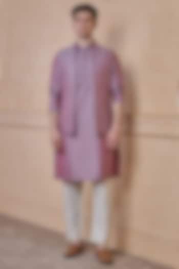 Lilac Cotton Embroidered Bundi Jacket Set by TASVA at Pernia's Pop Up Shop