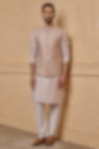 Light Grey Polyester Bundi Jacket Set by TASVA at Pernia's Pop Up Shop