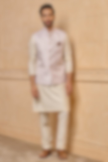 Pink Polyester Bundi Jacket Set by TASVA at Pernia's Pop Up Shop