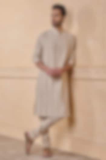 Nude Viscose & Polyester Textured Kurta Set by TASVA at Pernia's Pop Up Shop