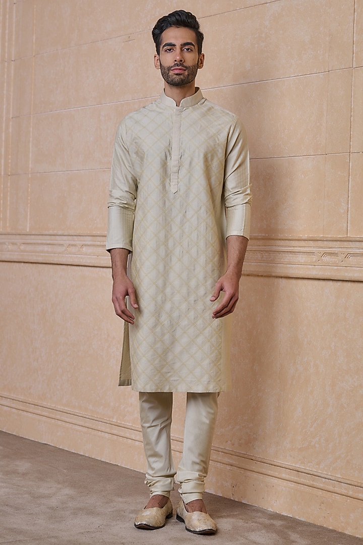 Gold Viscose & Polyester Textured Kurta Set by TASVA at Pernia's Pop Up Shop