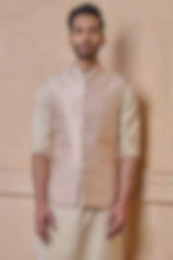 Pink Viscose & Metallic Bundi Jacket by TASVA