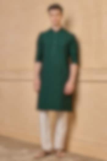 Dark Green Viscose & Poly Kurta Set by TASVA at Pernia's Pop Up Shop