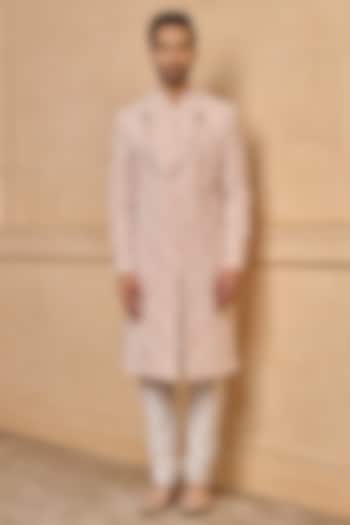 Pink Viscose Blend Wedding Sherwani Set by TASVA at Pernia's Pop Up Shop