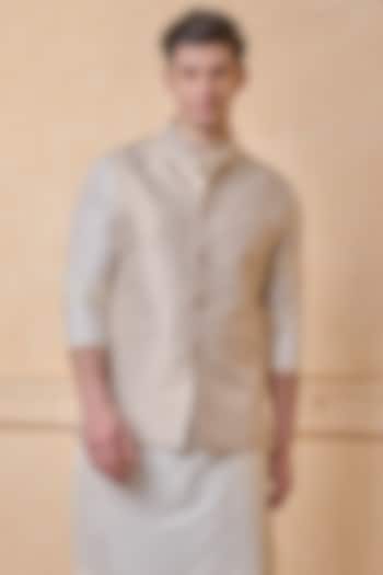 Ivory Polyester & Viscose Bundi Jacket by TASVA
