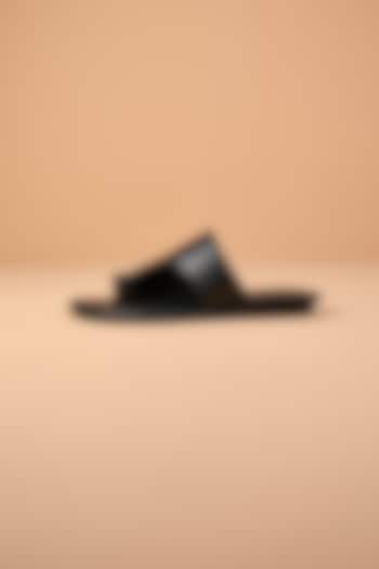 Black Leather Sandals by TASVA