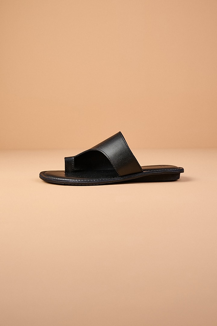 Black Leather Sandals by TASVA