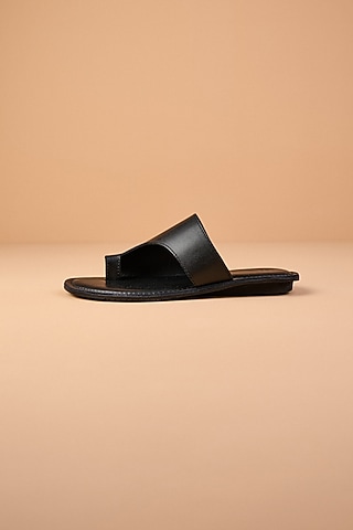Black Leather Sandals by TASVA