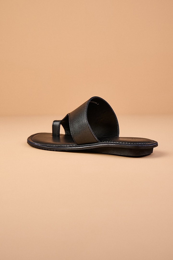 Black Leather Sandals by TASVA at Pernia's Pop Up Shop