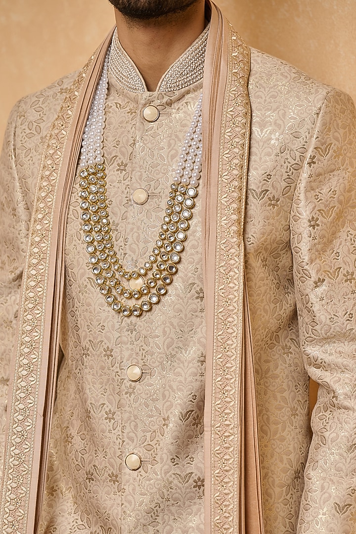 Pink Viscose Blend Embroidered Pleated Stole by TASVA at Pernia's Pop Up Shop