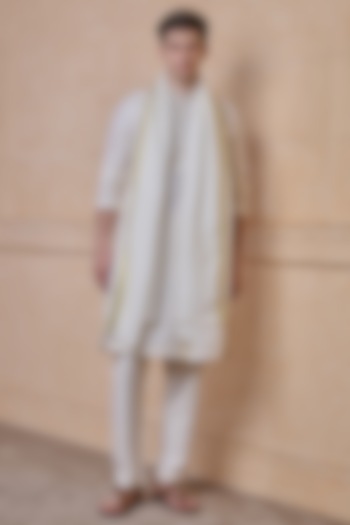 White Wool Blend Shawl by TASVA