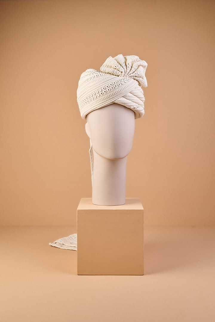 Ivory Viscose Embroidered Safa by TASVA at Pernia's Pop Up Shop