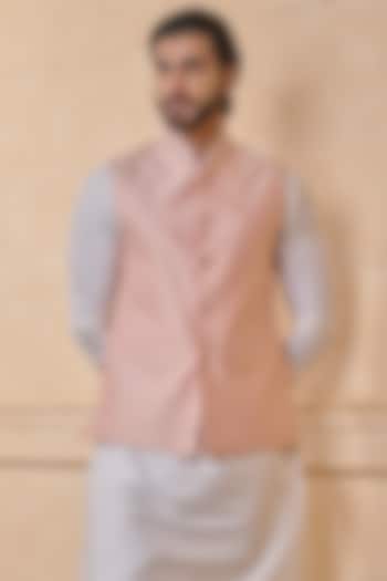 Peach Polyester Bundi Jacket by TASVA