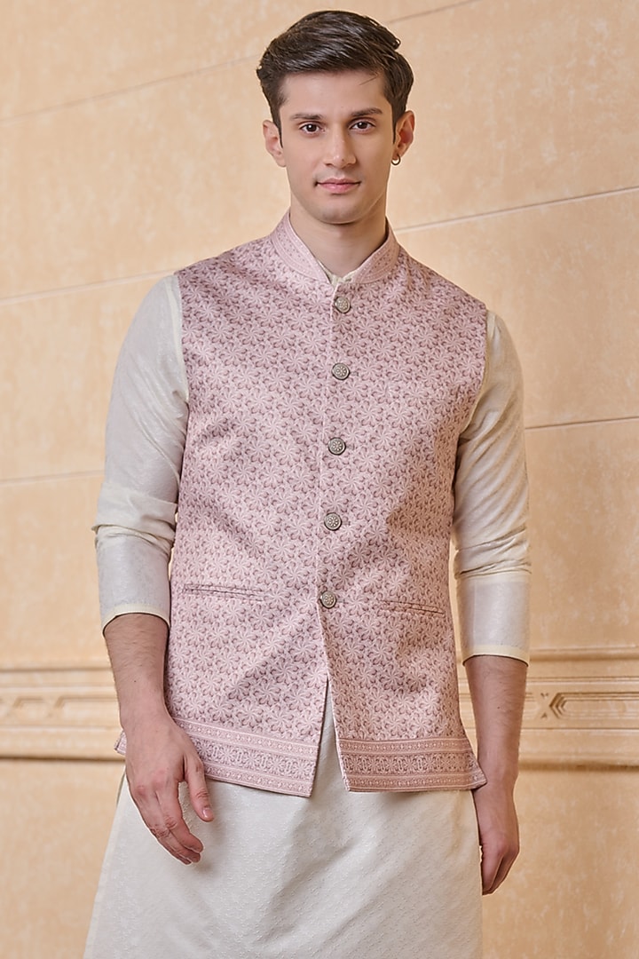Multi-Colored Polyester Blend Printed Bundi Jacket by TASVA