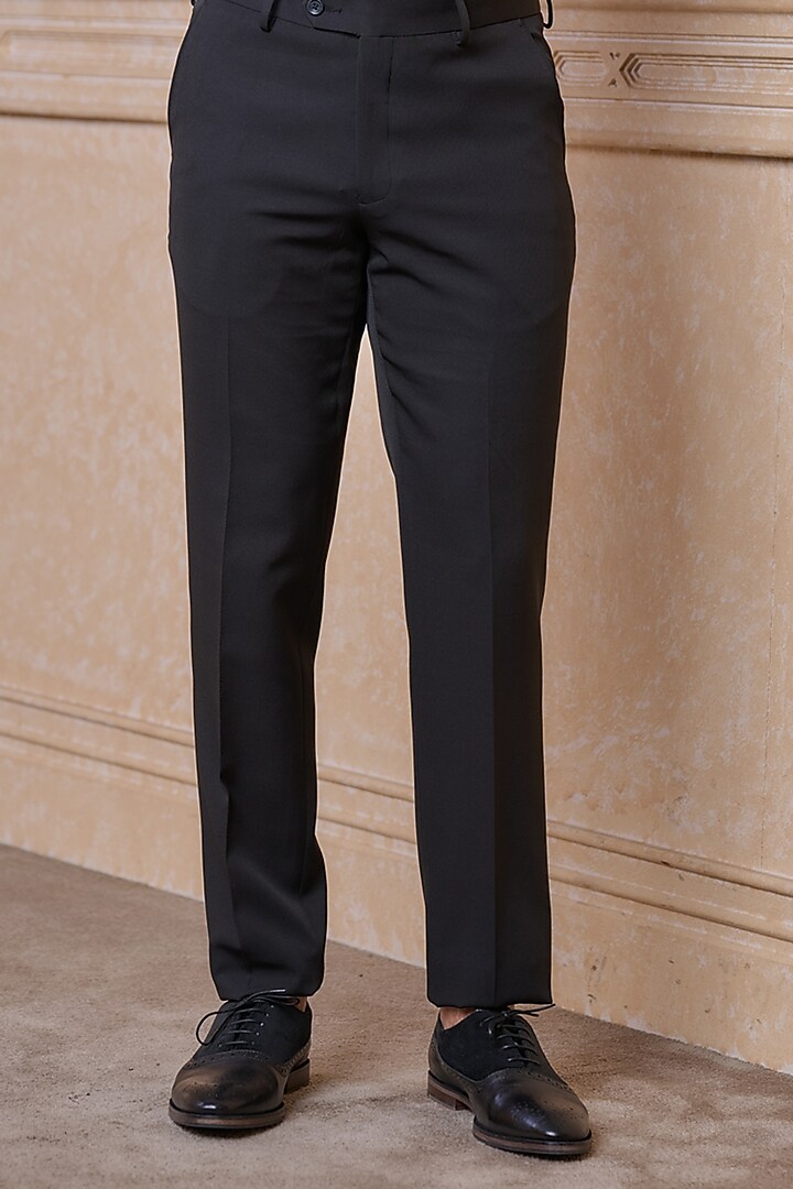 Navy Polyester & Viscose Blazer Set by TASVA at Pernia's Pop Up Shop