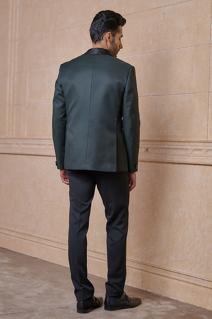Green Polyester & Viscose Blazer Set by TASVA at Pernia's Pop Up Shop