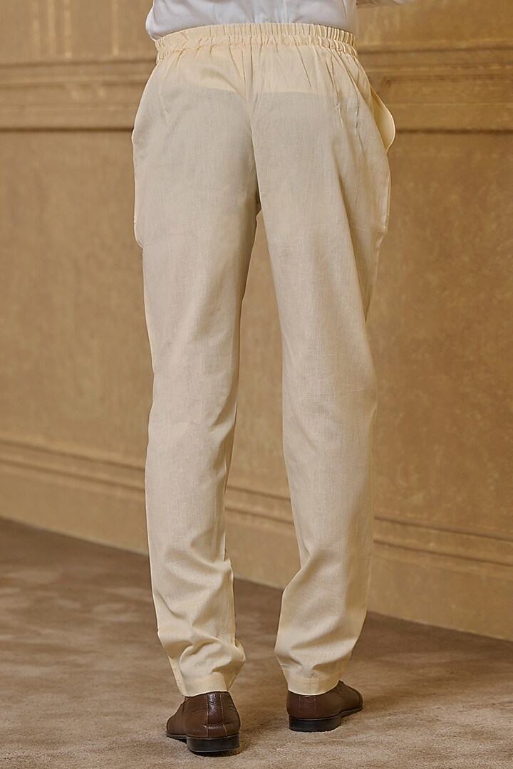 Ivory Cotton Linen Pants by TASVA at Pernia's Pop Up Shop