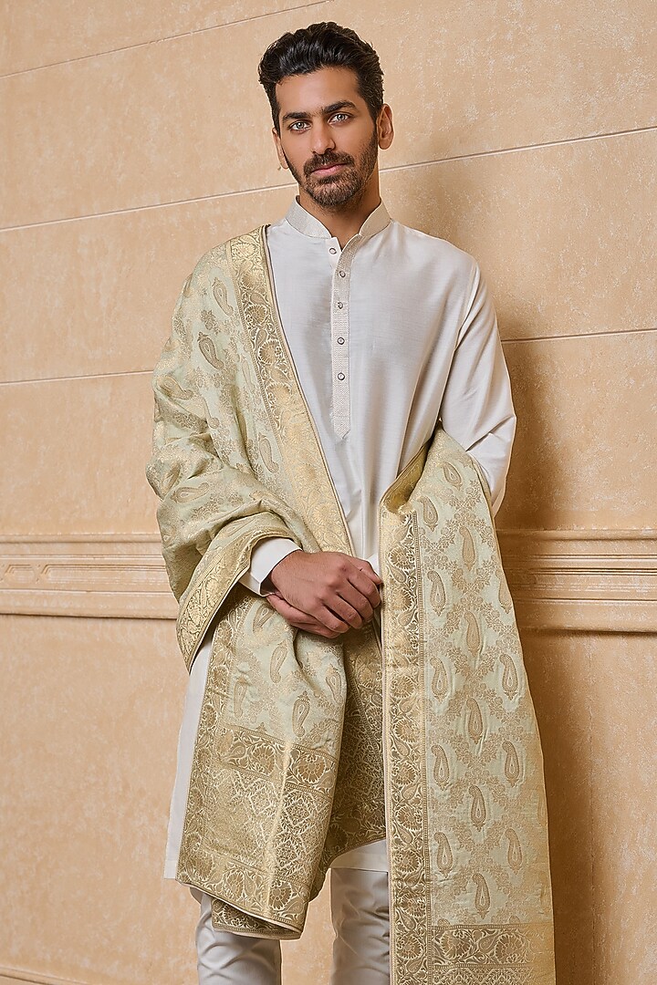 Light Green Woven Jacquard Stole by TASVA at Pernia's Pop Up Shop