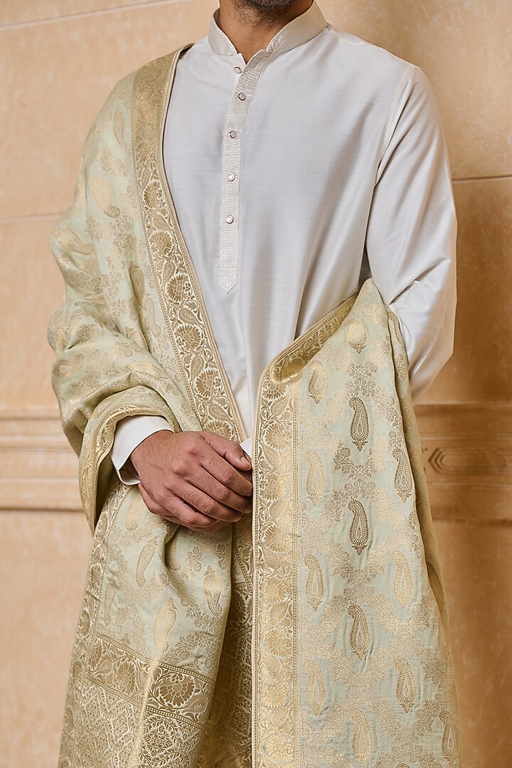 Light Green Woven Jacquard Stole by TASVA at Pernia's Pop Up Shop