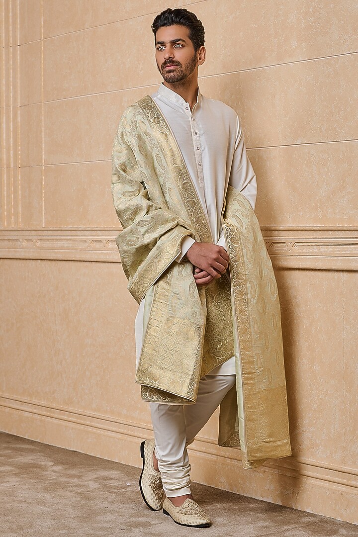 Light Green Woven Jacquard Stole by TASVA at Pernia's Pop Up Shop
