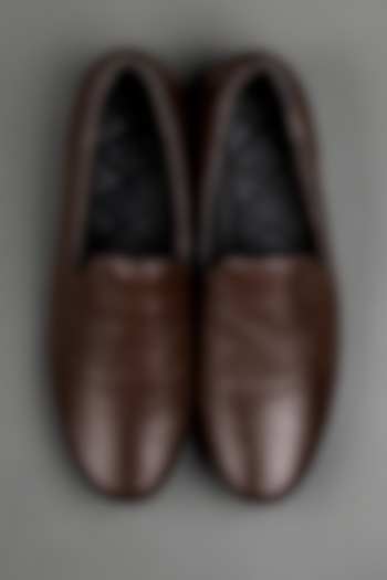 Chocolate Brown Leather Shoes by TASVA