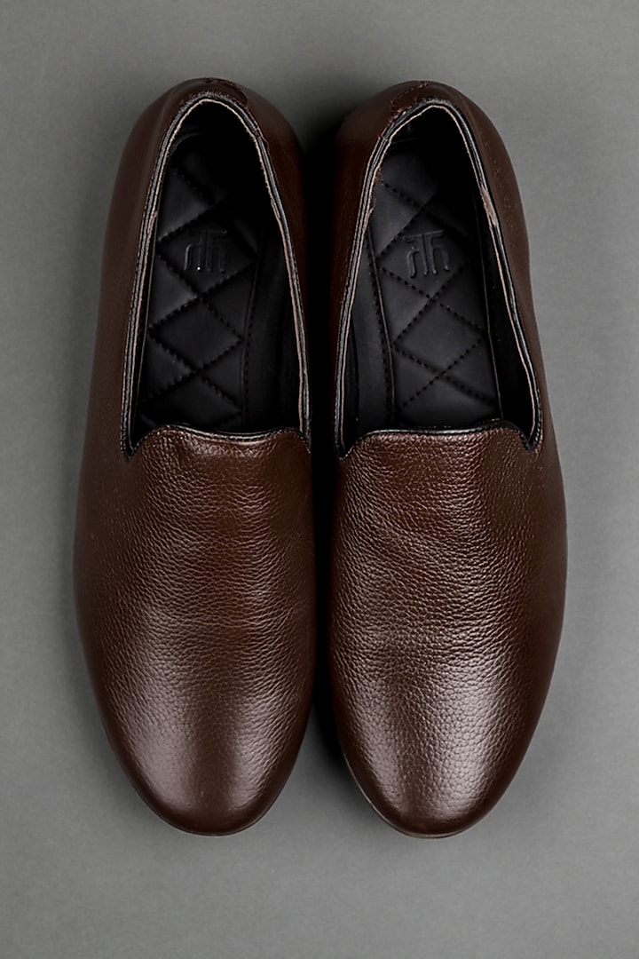 Chocolate Brown Leather Shoes by TASVA