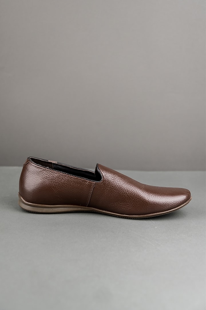 Chocolate Brown Leather Shoes by TASVA at Pernia's Pop Up Shop