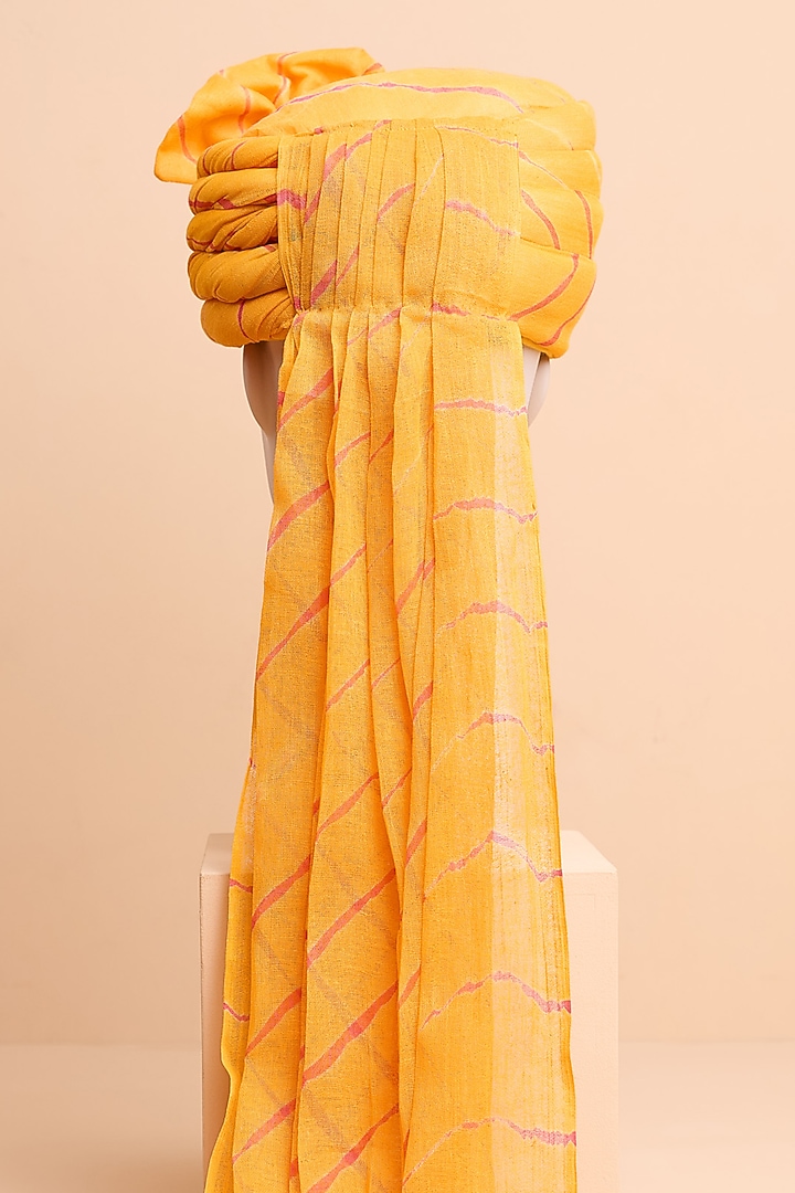 Yellow Ochre Cotton Leheriya by TASVA at Pernia's Pop Up Shop