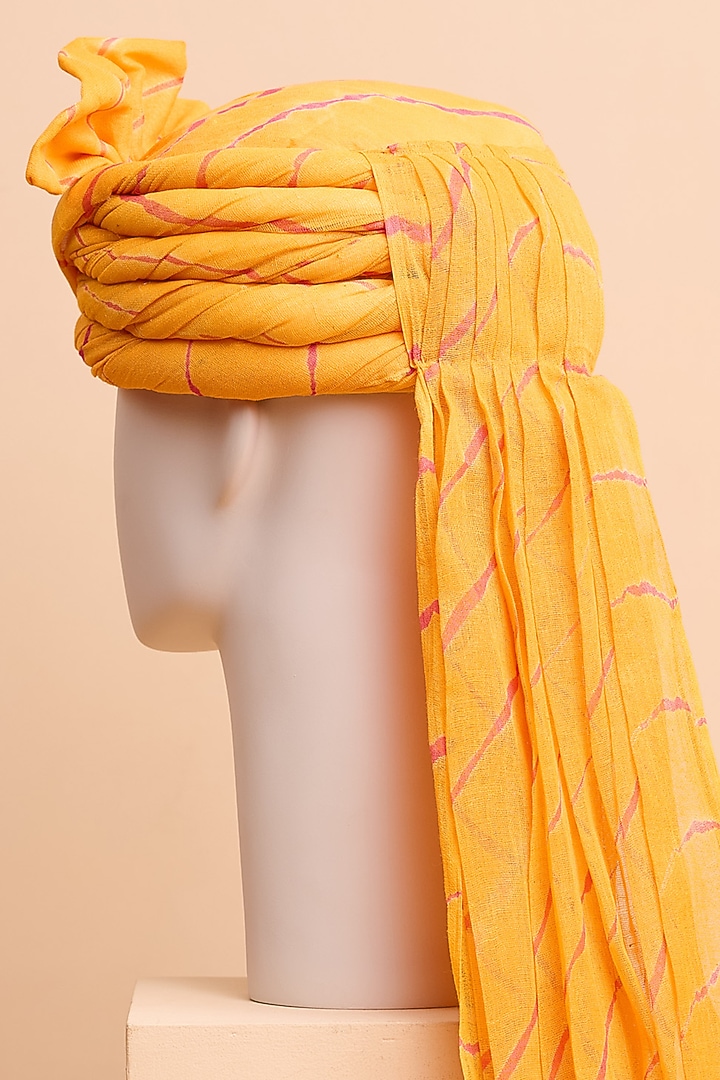 Yellow Ochre Cotton Leheriya by TASVA at Pernia's Pop Up Shop